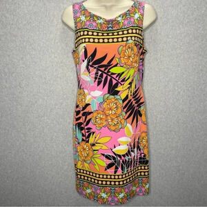 Vintage Cache Y2K Unique Tropical Hawaiian Print Stretch Sheath Dress
